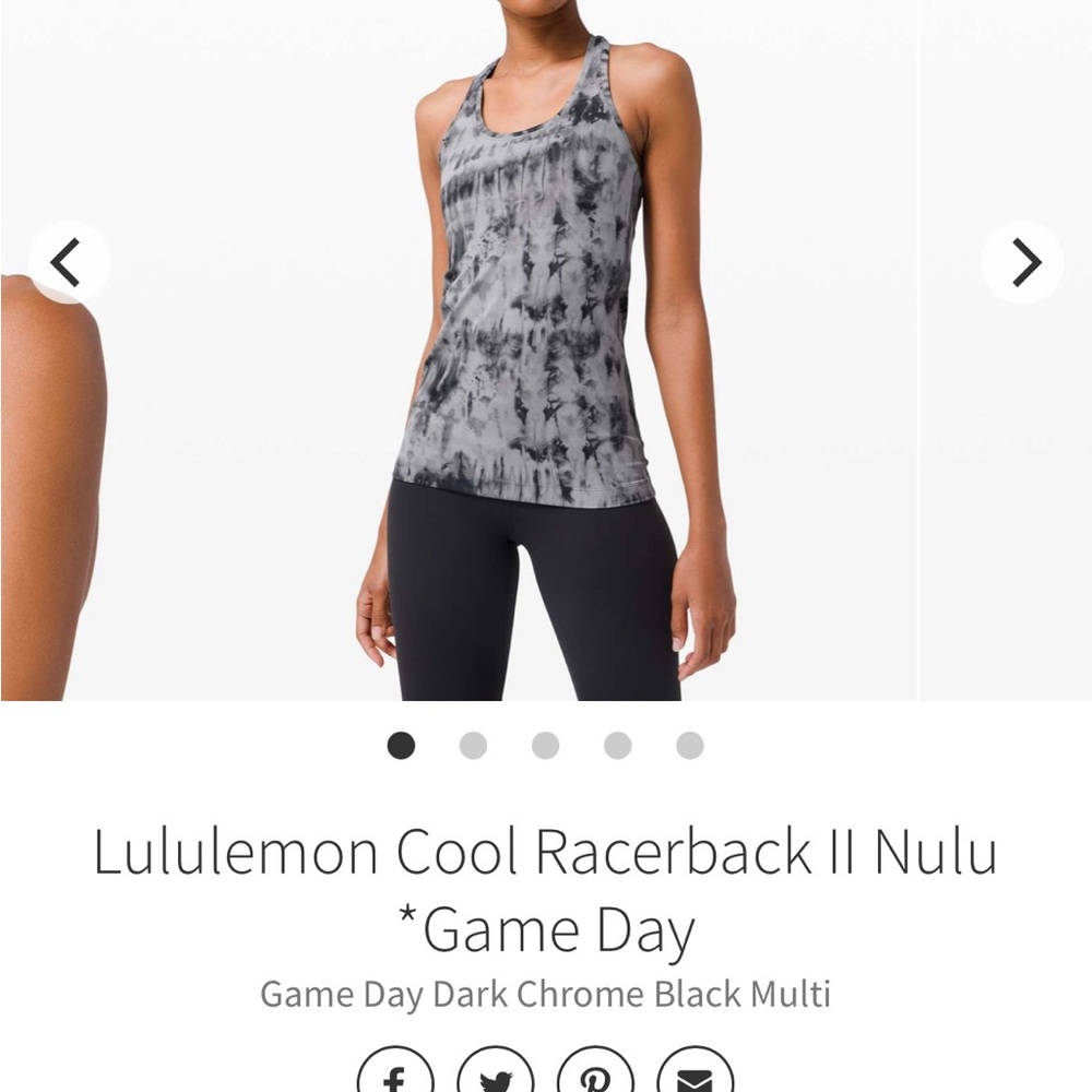 Lululemon Cool Racerback II in Dark Chrome Black Multi Color Size: 8